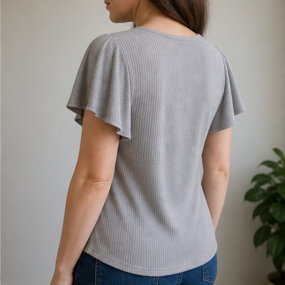 Gray Ruffle Blouse - Picture 3 of 6